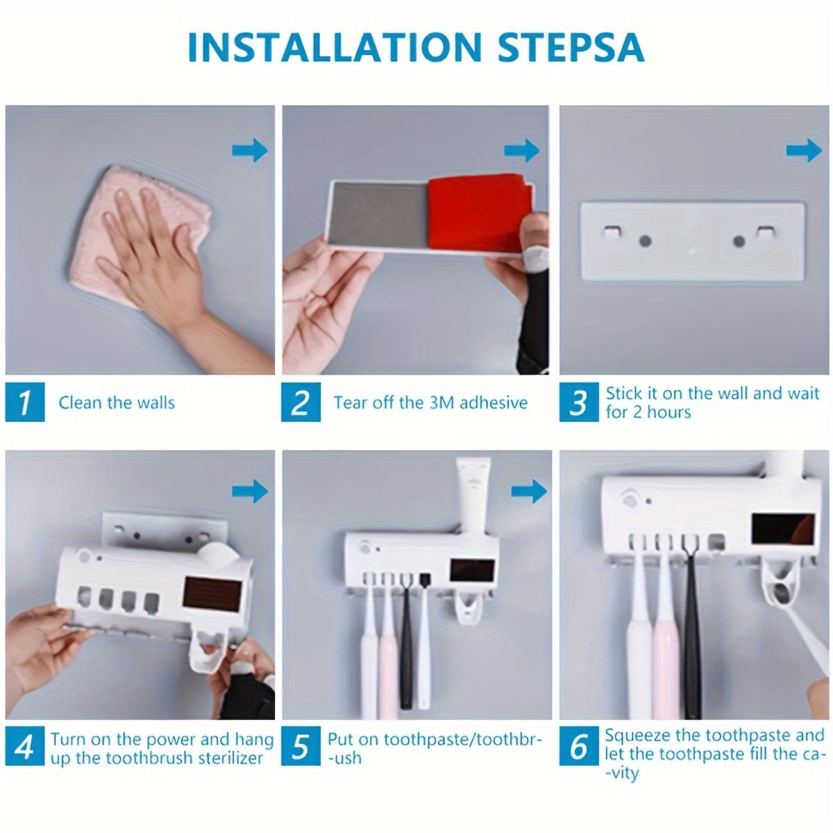 Wall Mounted Toothbrush Holder toothpaste dispenser