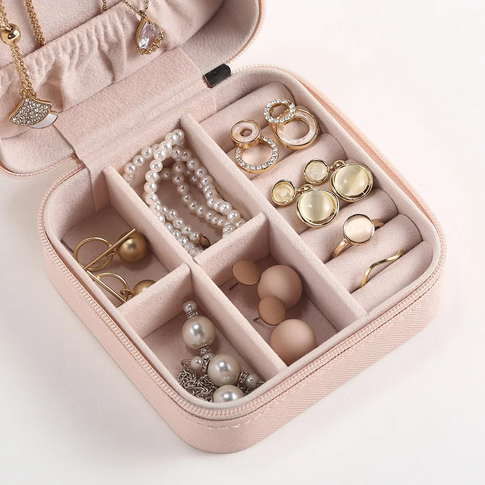 Portable Jewelry Box Leather Storage