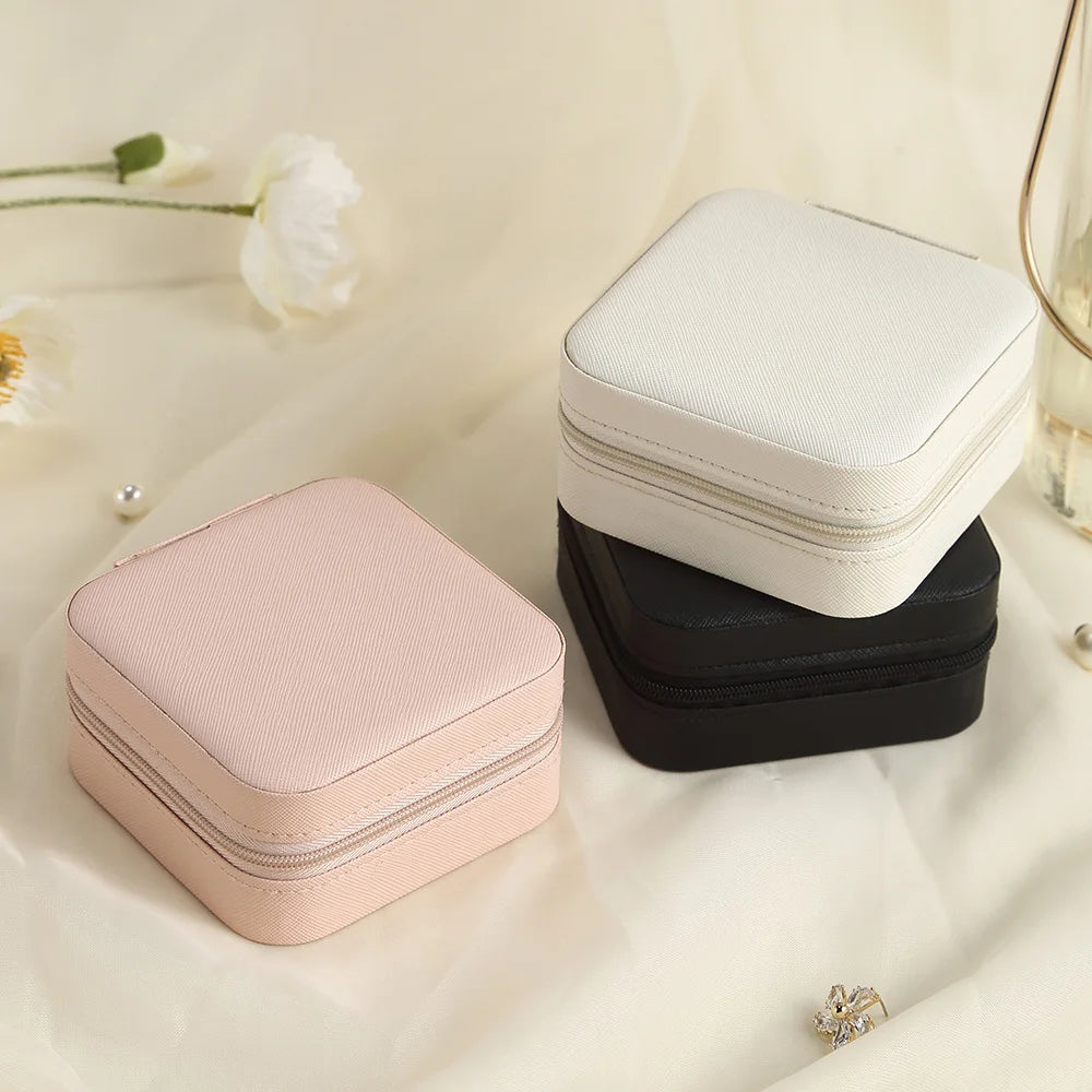 Portable Jewelry Box Leather Storage