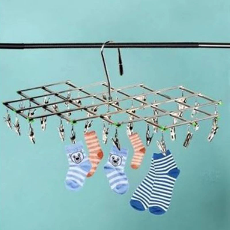Stainless Steel Foldable Laundry Hanger - Windproof & Rust