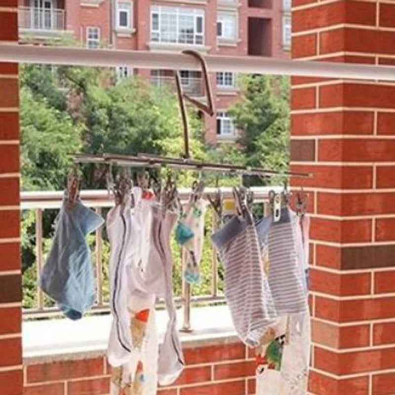 Stainless Steel Foldable Laundry Hanger - Windproof & Rust