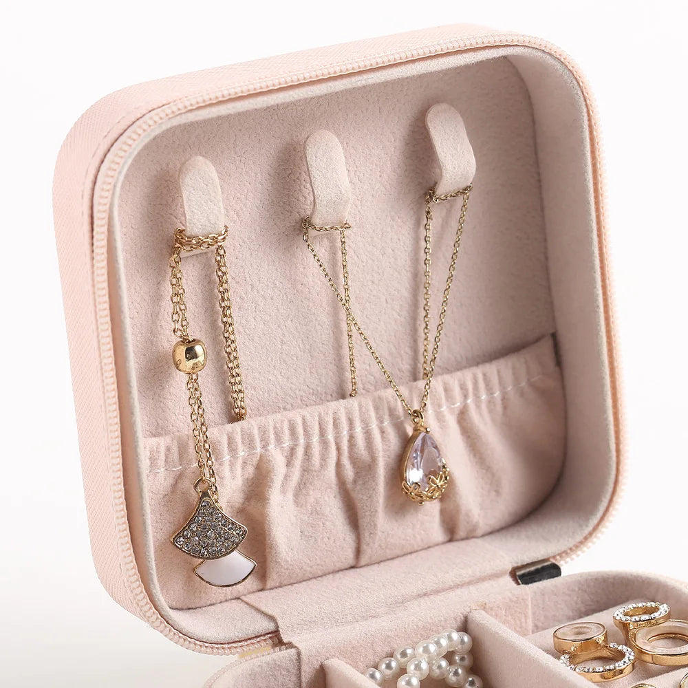 Portable Jewelry Box Leather Storage