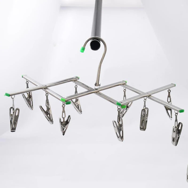 Stainless Steel Foldable Laundry Hanger - Windproof & Rust
