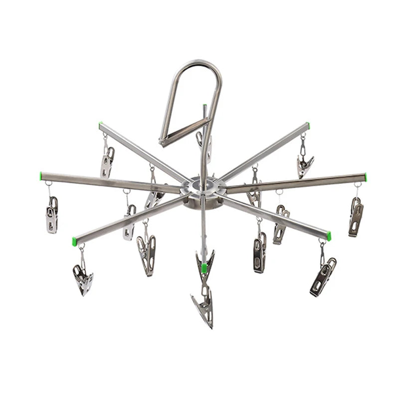 Stainless Steel Foldable Laundry Hanger - Windproof & Rust