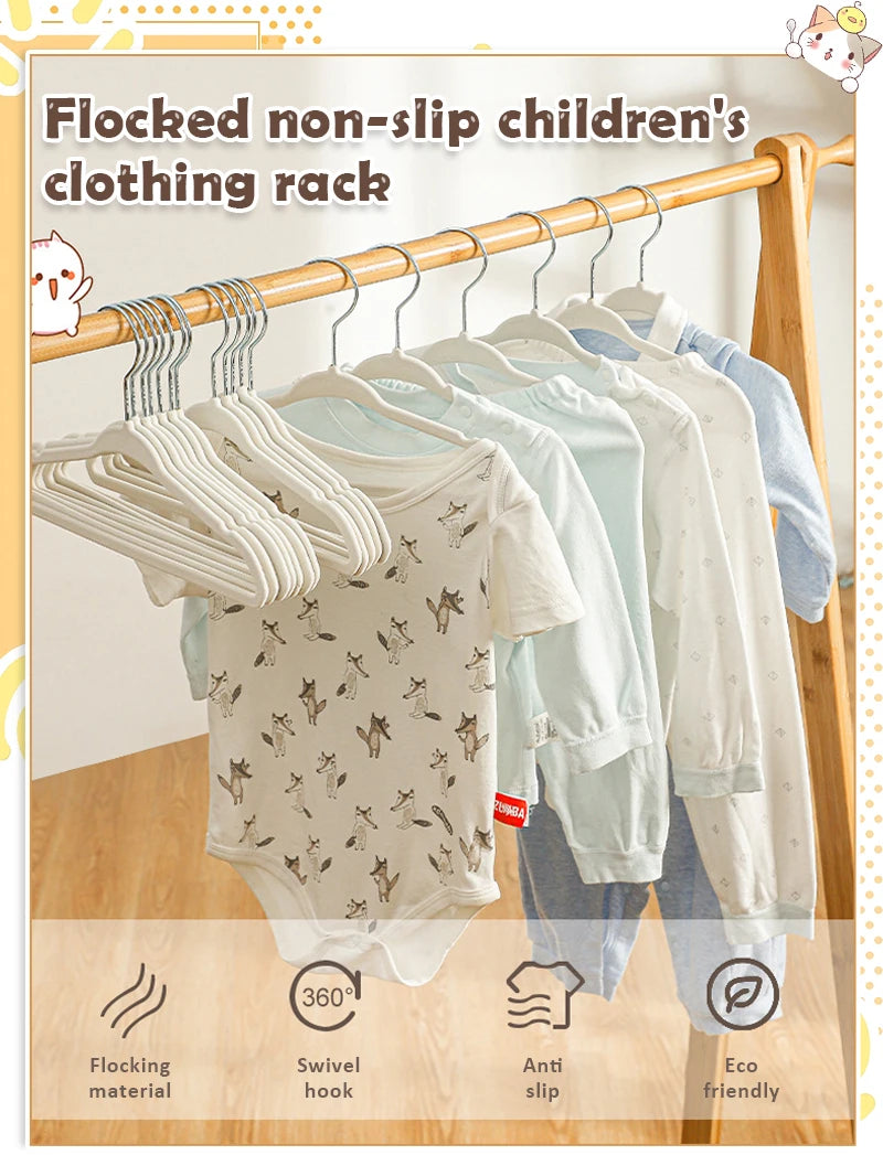 10/20pcs Velvet Hangers Non-Slip Rotin Baby Clothes Hangers