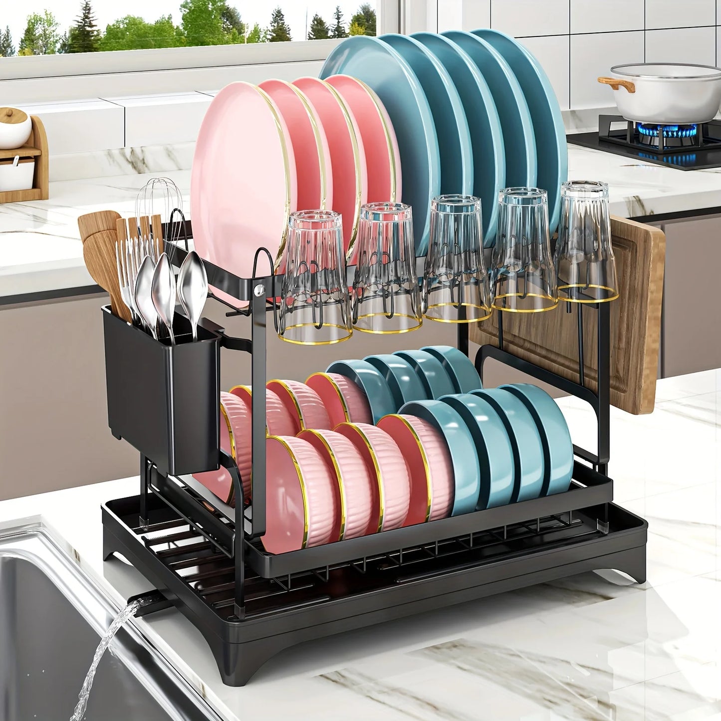 2 Tier Large Dish Drying Rack for Kitchen Counter