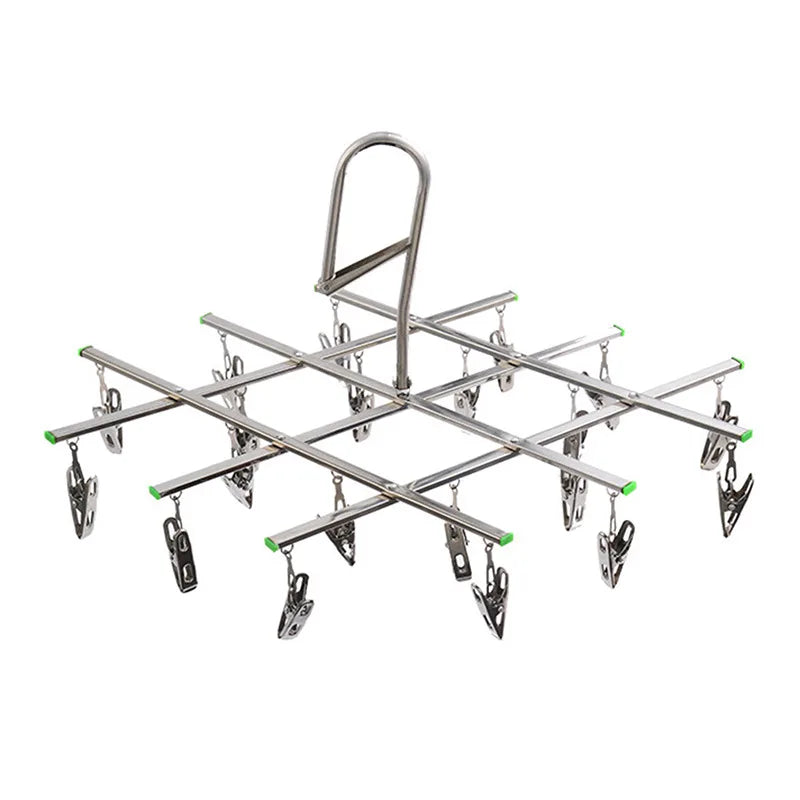 Stainless Steel Foldable Laundry Hanger - Windproof & Rust