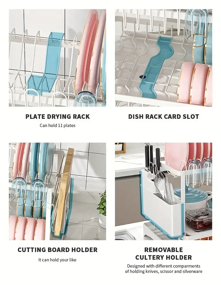 2 Tier Large Dish Drying Rack for Kitchen Counter