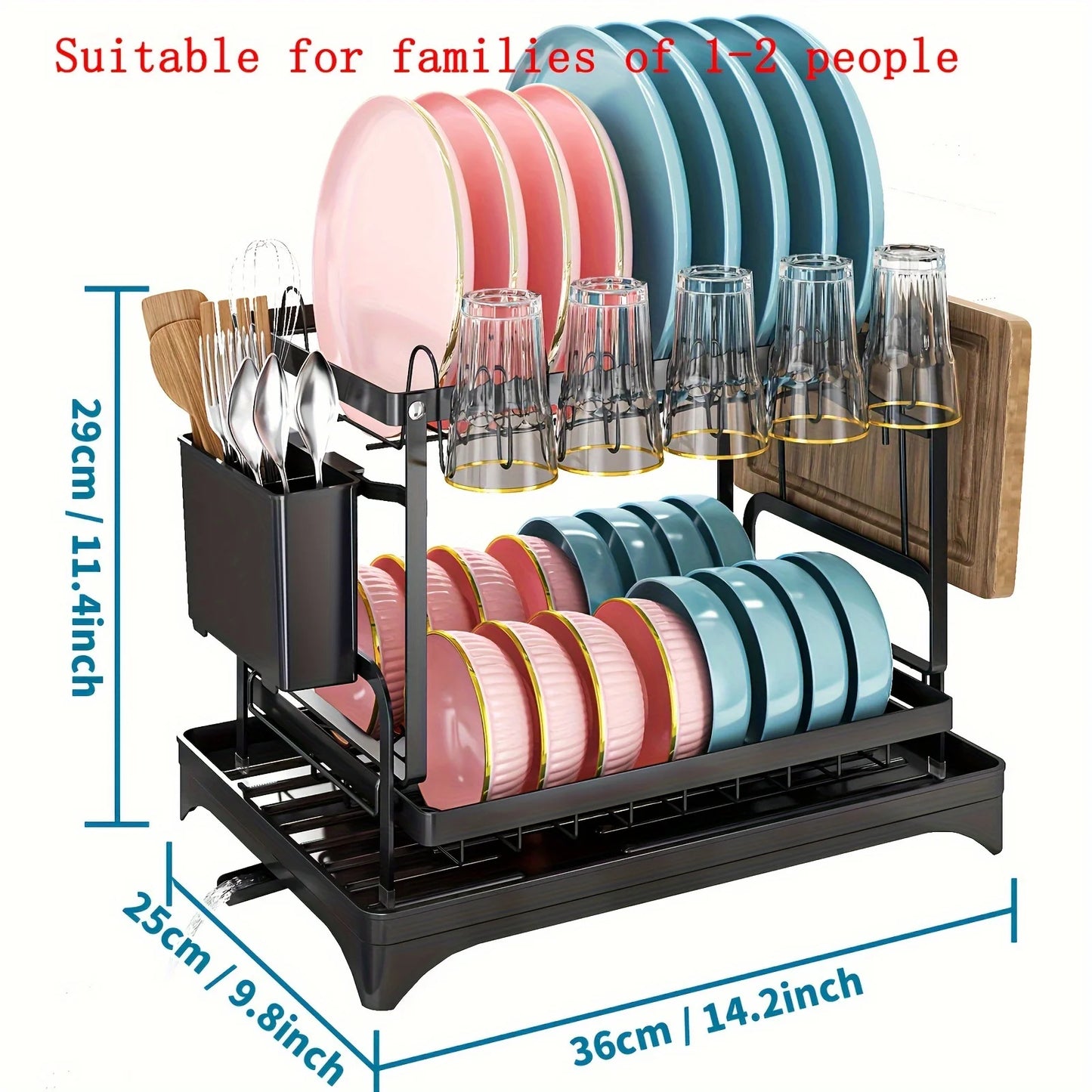2 Tier Large Dish Drying Rack for Kitchen Counter