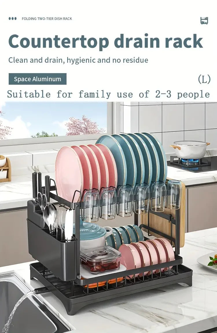2 Tier Large Dish Drying Rack for Kitchen Counter