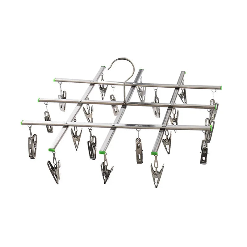 Stainless Steel Foldable Laundry Hanger - Windproof & Rust