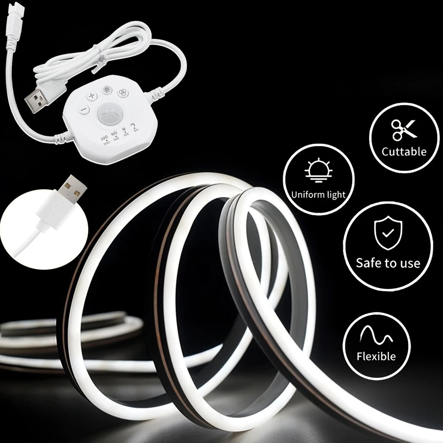 USB Motion Sensor LED Strip Lights for Indoor Use