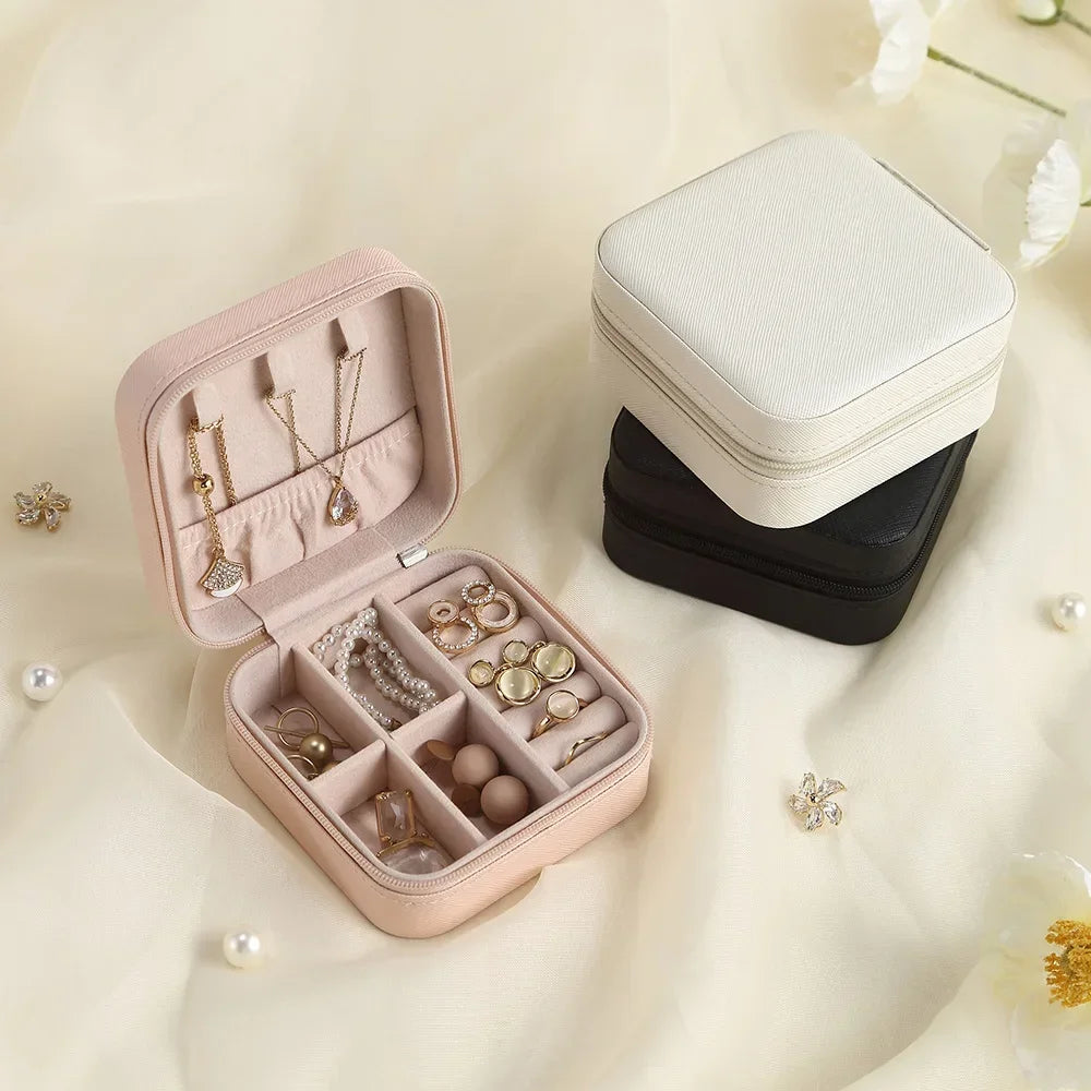 Portable Jewelry Box Leather Storage