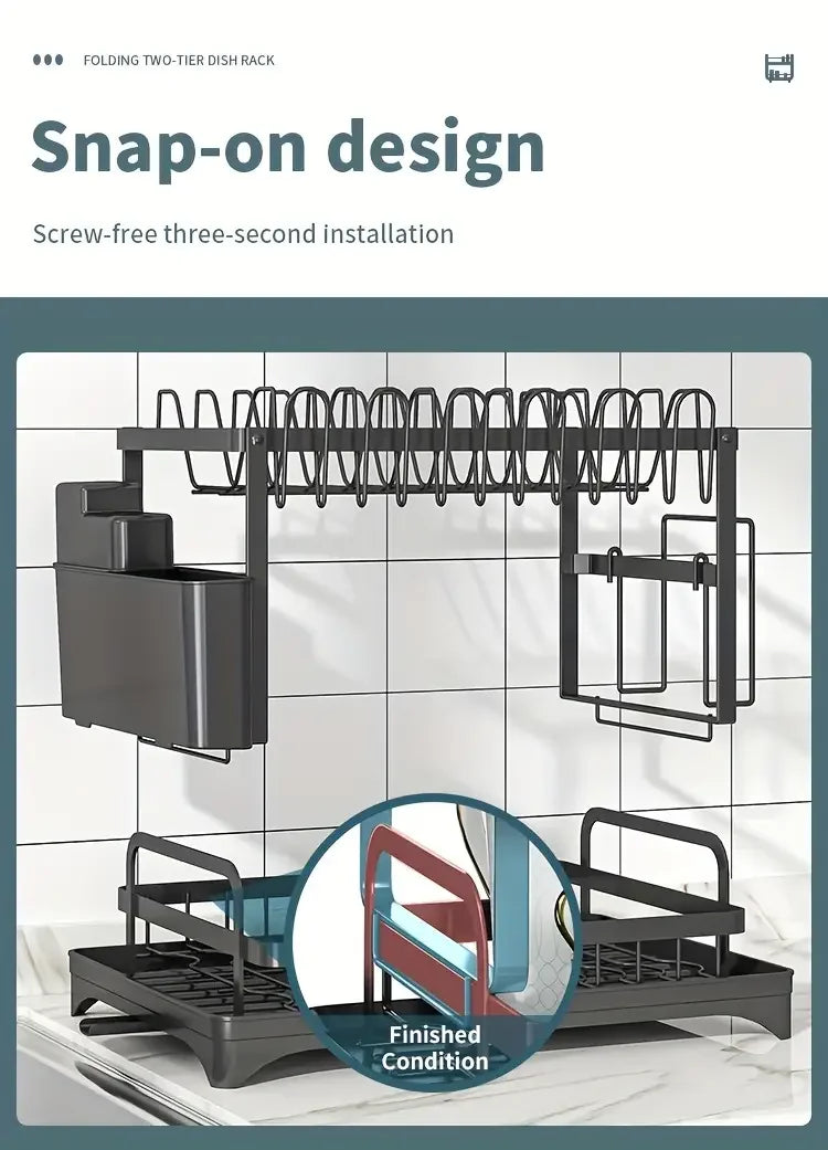 2 Tier Large Dish Drying Rack for Kitchen Counter