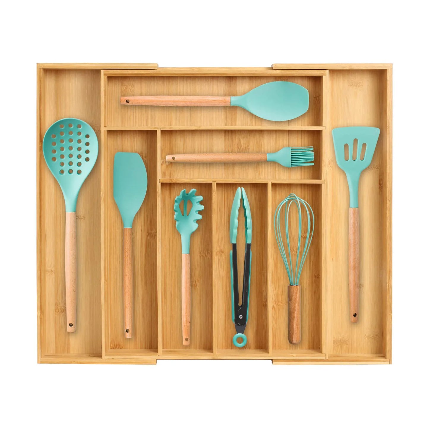 Bamboo Cutlery Divider Drawer Organizer For Utensils