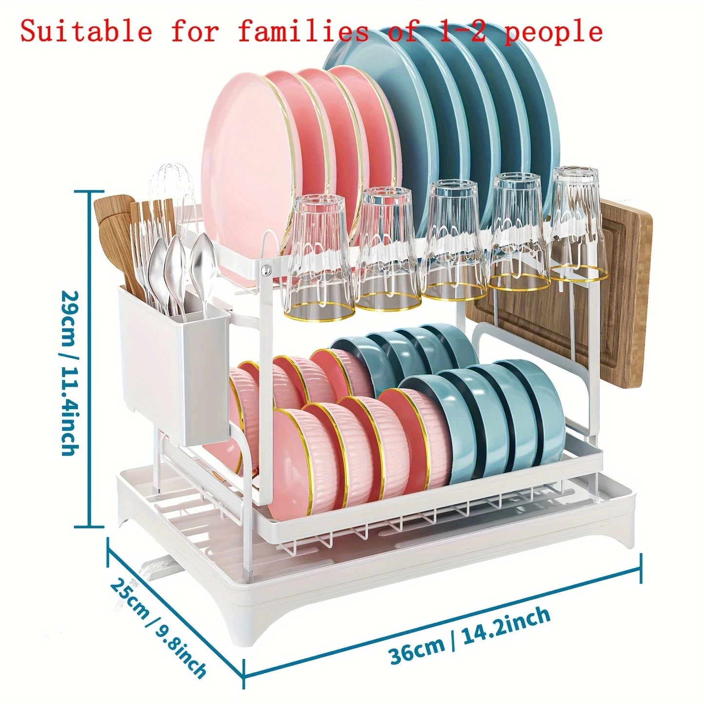 2 Tier Large Dish Drying Rack for Kitchen Counter