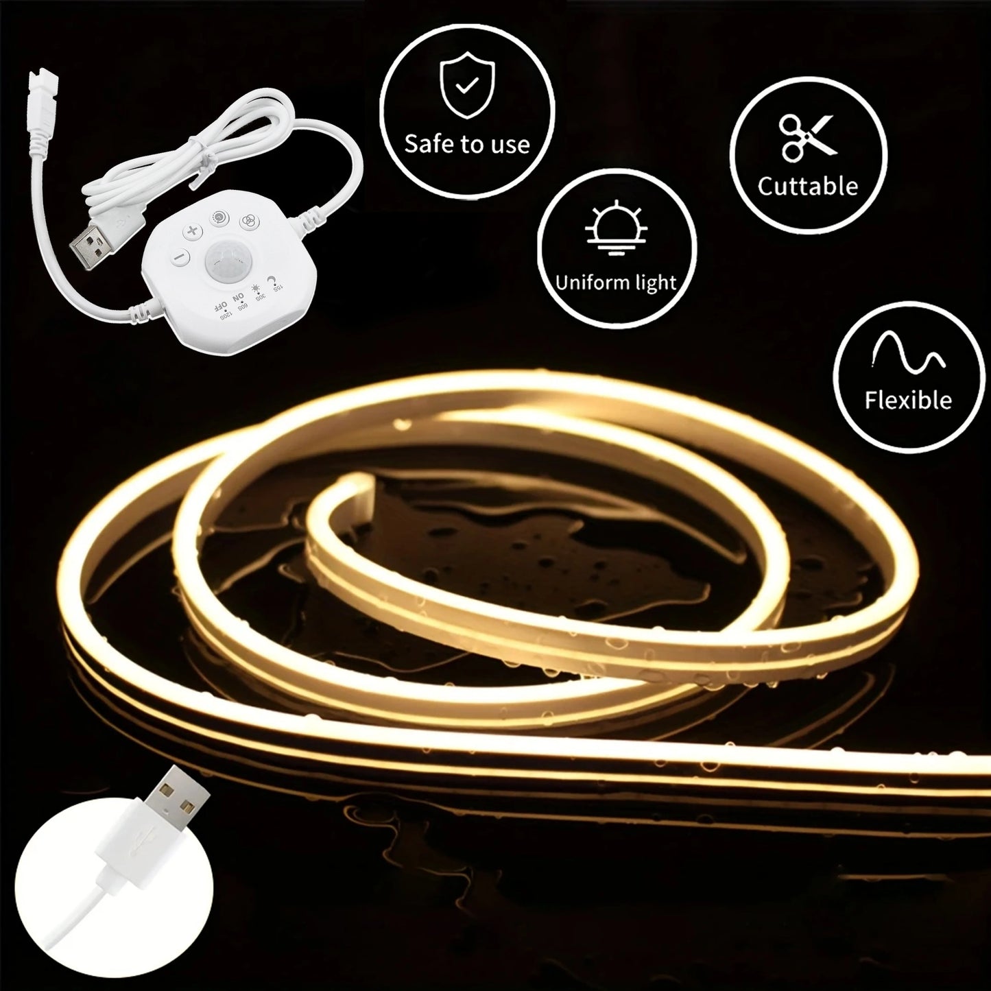USB Motion Sensor LED Strip Lights for Indoor Use