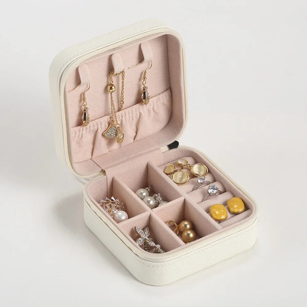 Portable Jewelry Box Leather Storage