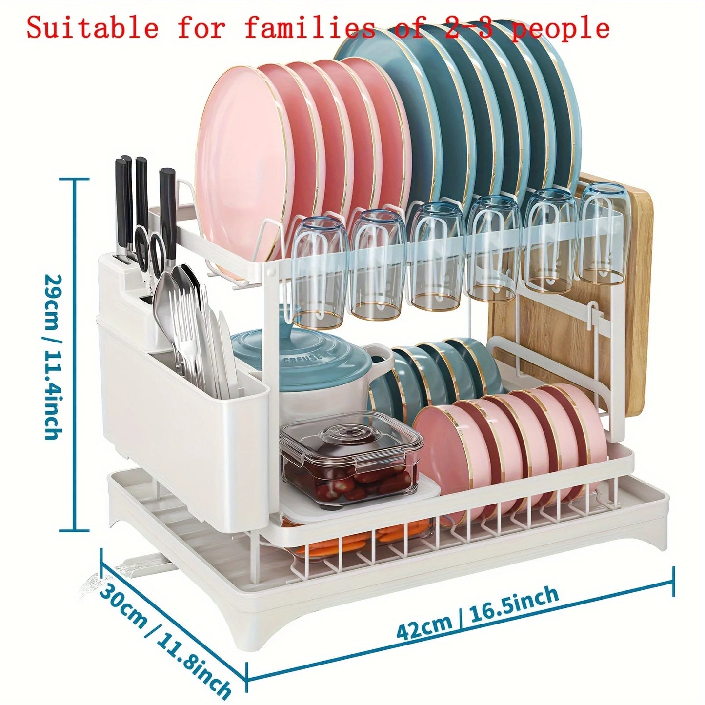 2 Tier Large Dish Drying Rack for Kitchen Counter