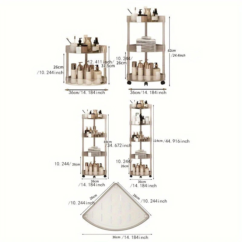 Plastic Bathroom Shelf Trolley Organizer - 5-Tier Storage
