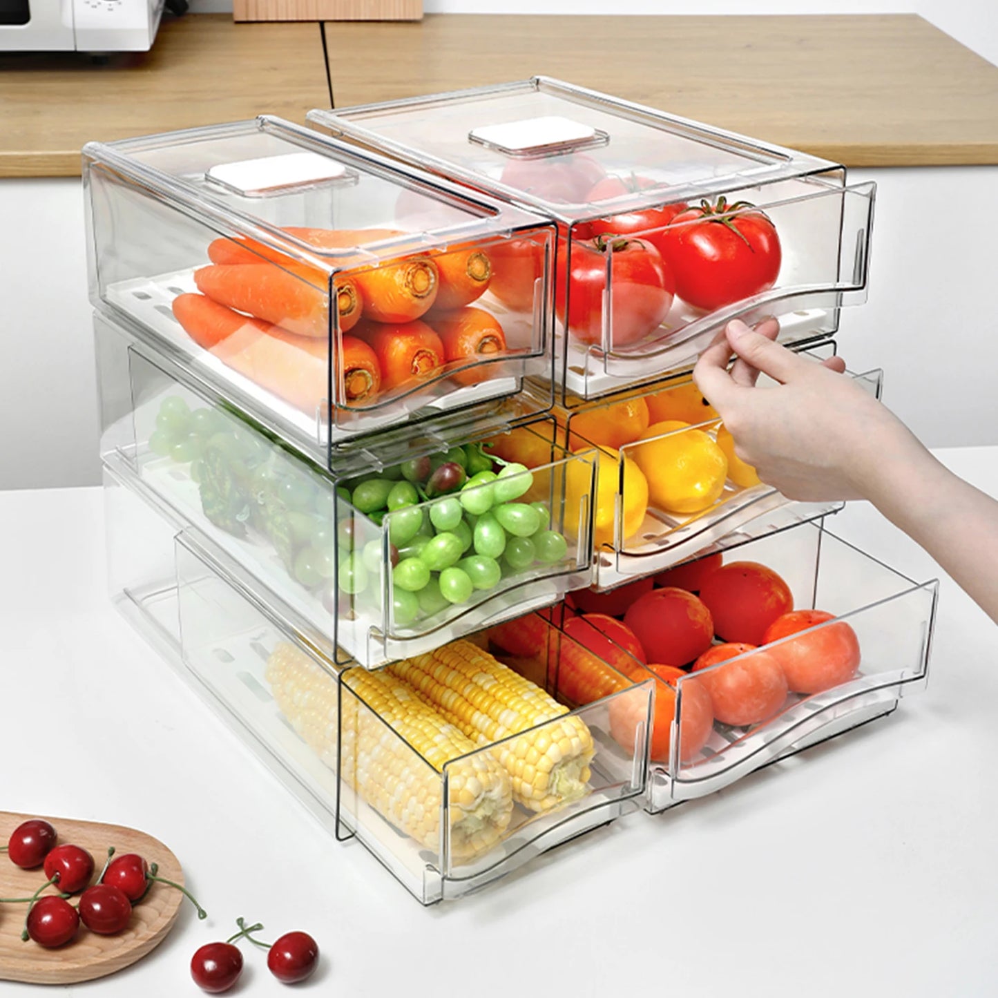 Stackable Fridge Organizer Bins for Efficient Storage