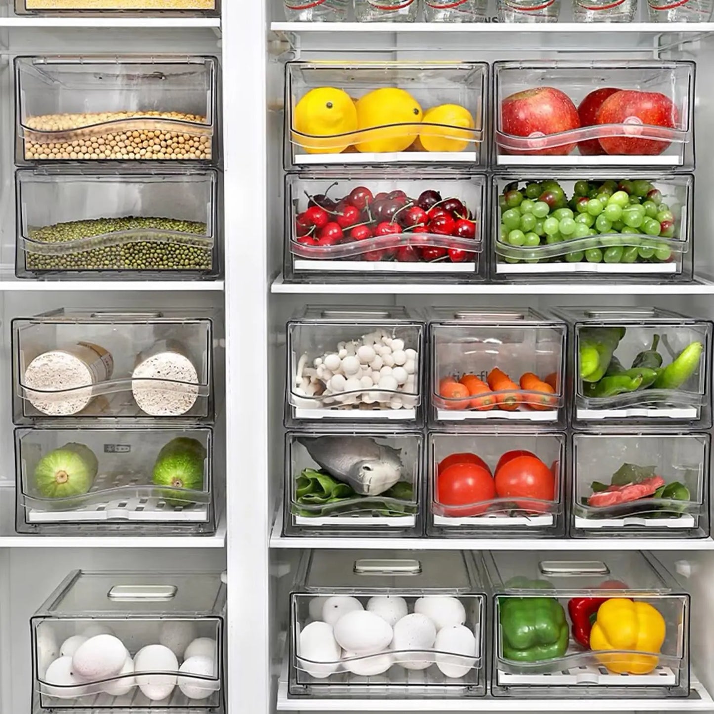 Stackable Fridge Organizer Bins for Efficient Storage