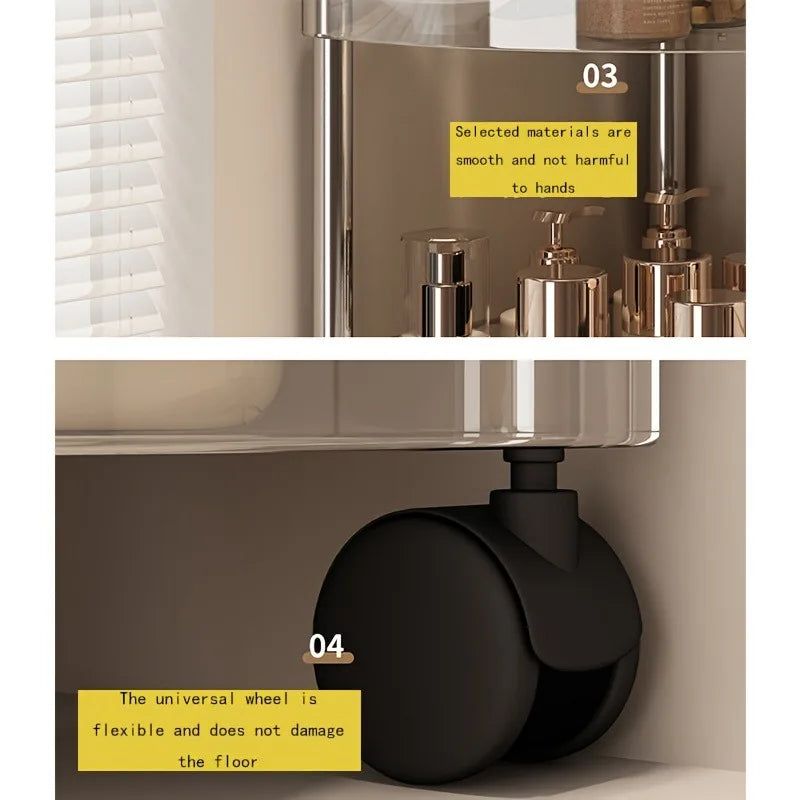 Plastic Bathroom Shelf Trolley Organizer - 5-Tier Storage