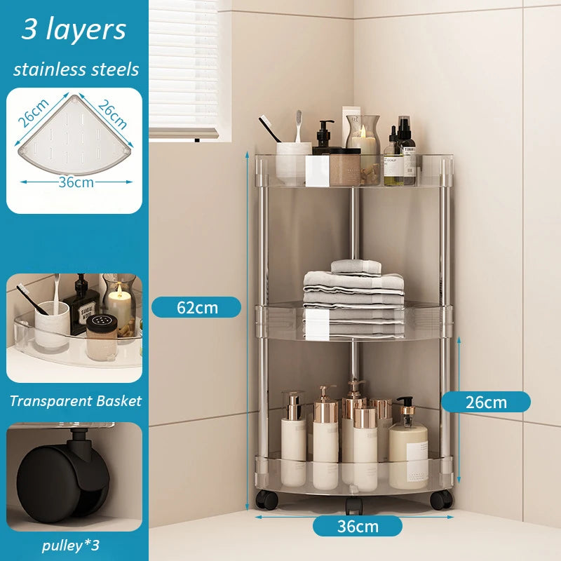 Plastic Bathroom Shelf Trolley Organizer - 5-Tier Storage
