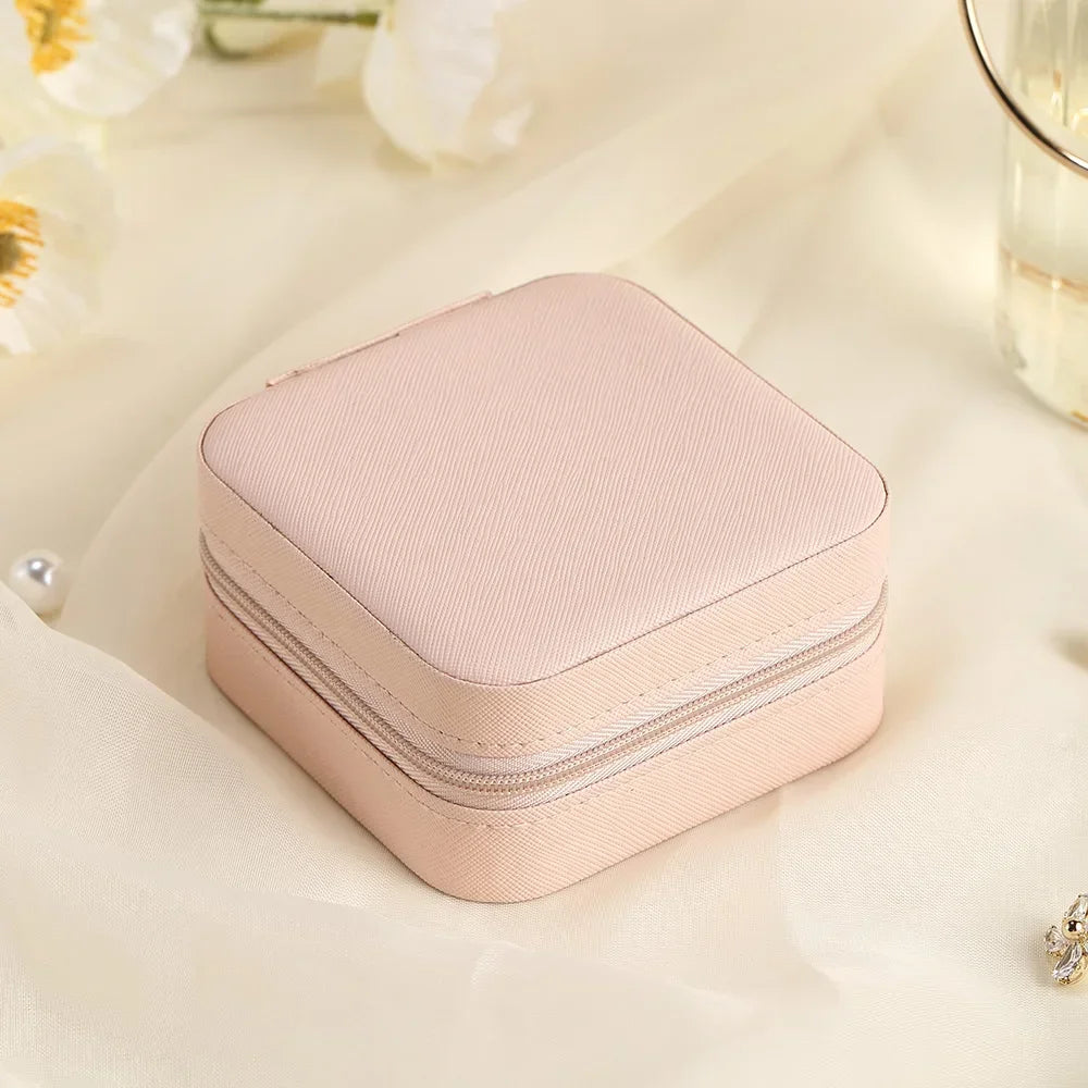 Portable Jewelry Box Leather Storage