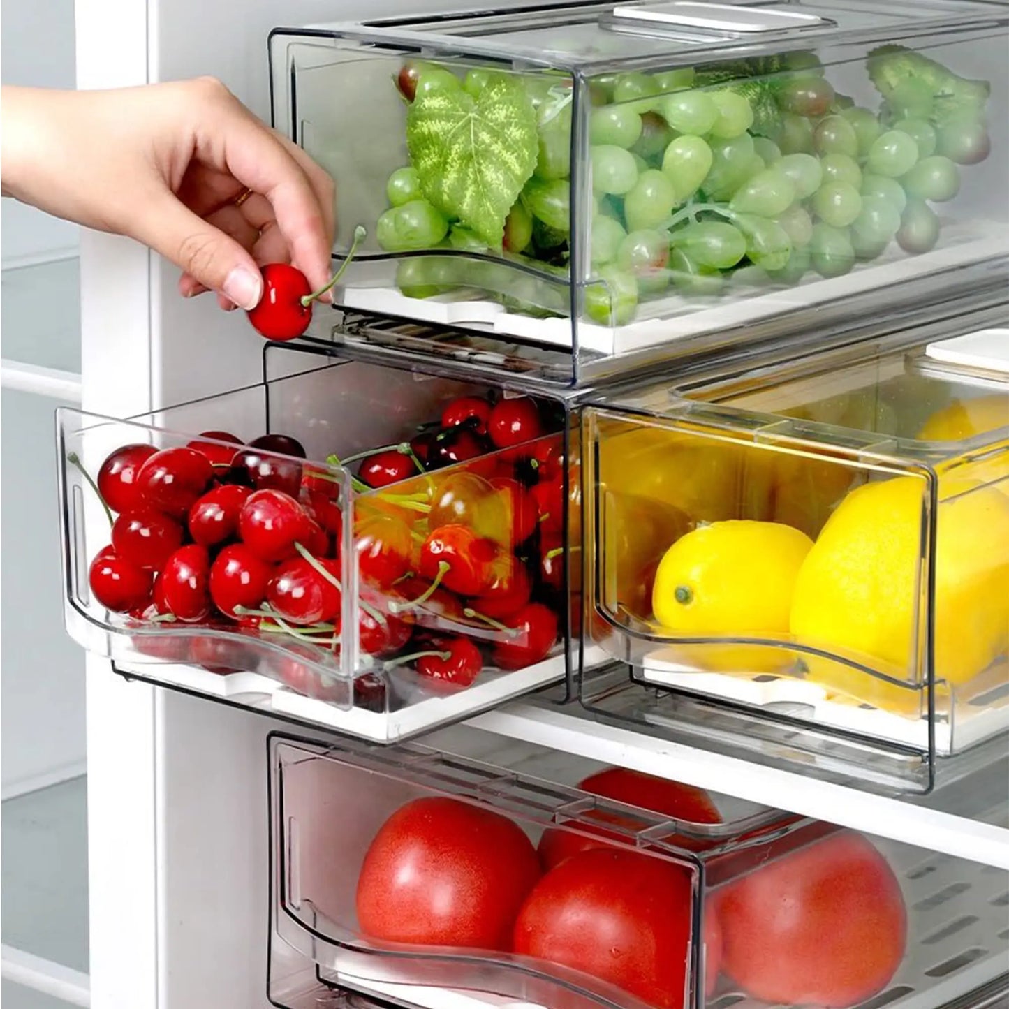 Stackable Fridge Organizer Bins for Efficient Storage