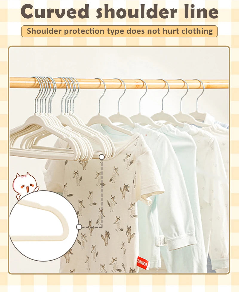 10/20pcs Velvet Hangers Non-Slip Rotin Baby Clothes Hangers