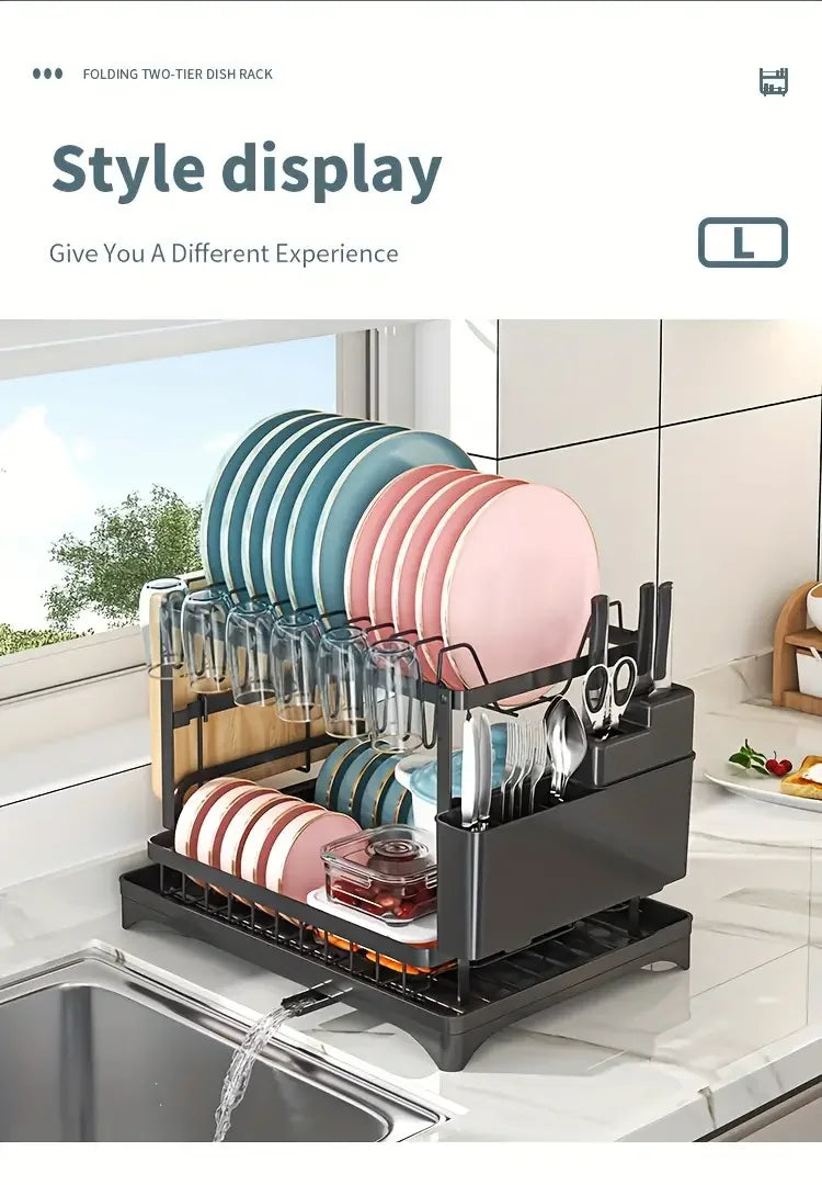2 Tier Large Dish Drying Rack for Kitchen Counter