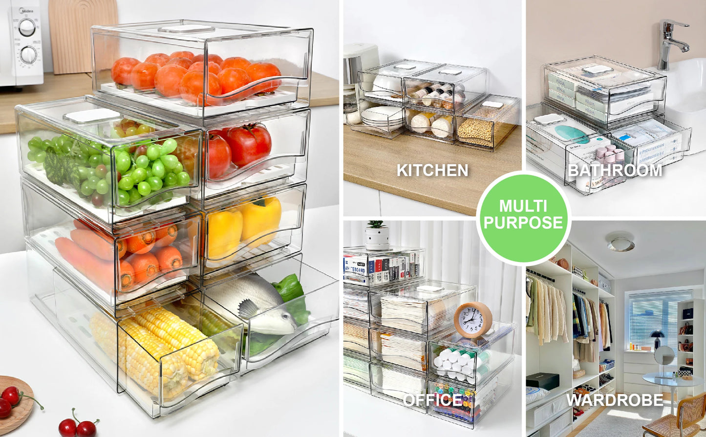 Stackable Fridge Organizer Bins for Efficient Storage