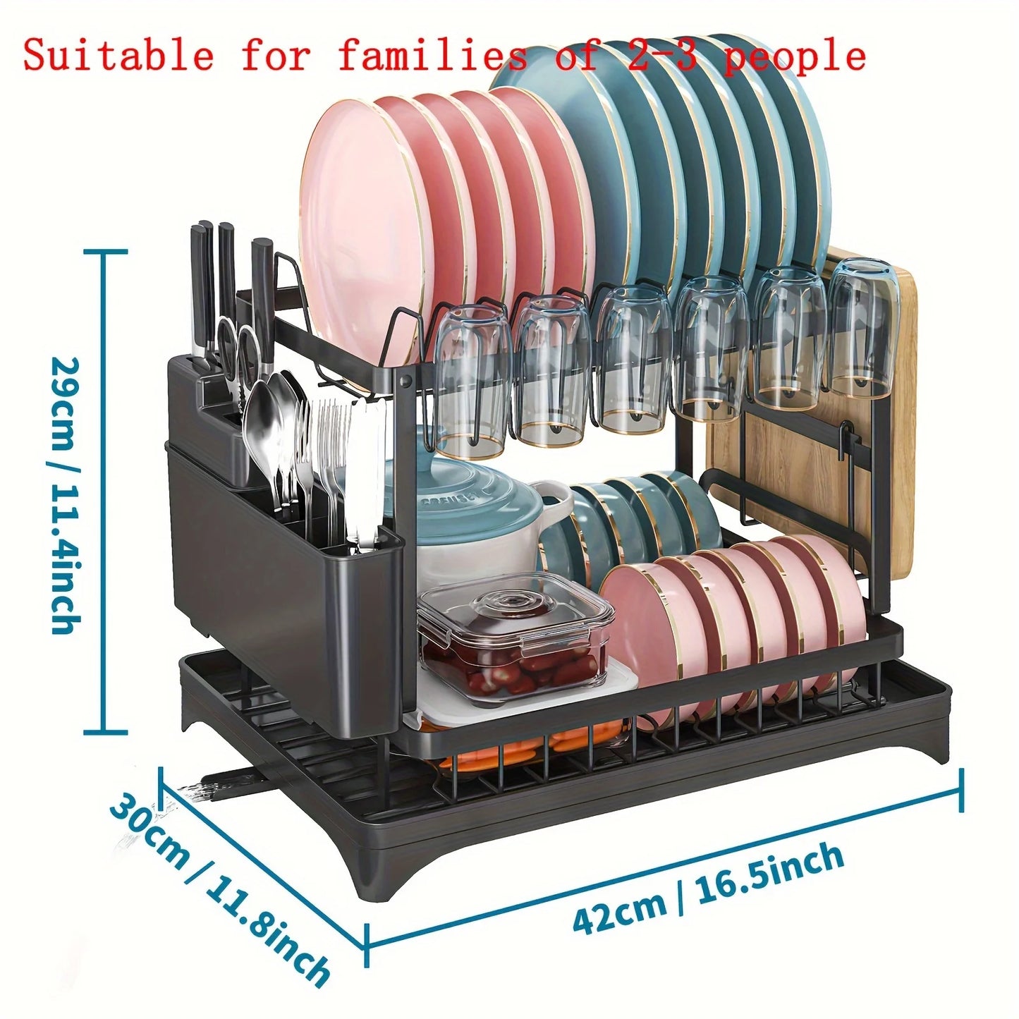 2 Tier Large Dish Drying Rack for Kitchen Counter