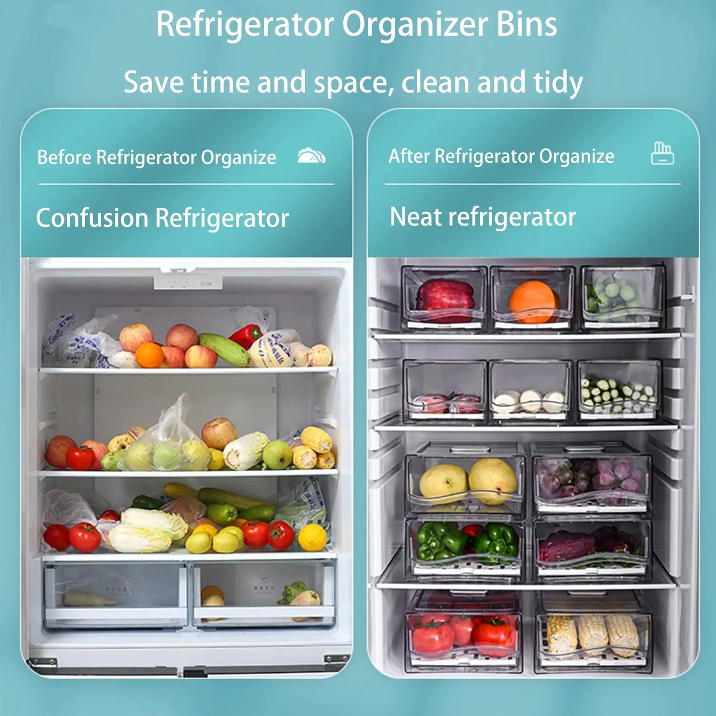 Stackable Fridge Organizer Bins for Efficient Storage