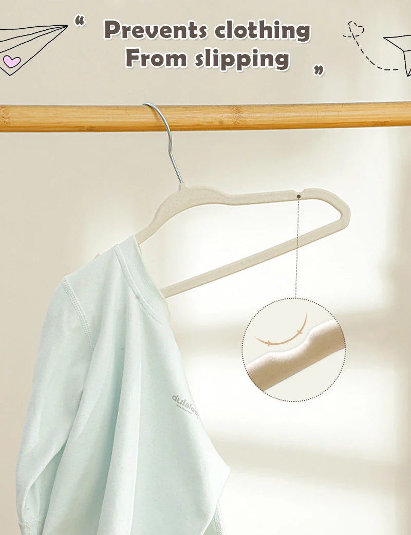 10/20pcs Velvet Hangers Non-Slip Rotin Baby Clothes Hangers