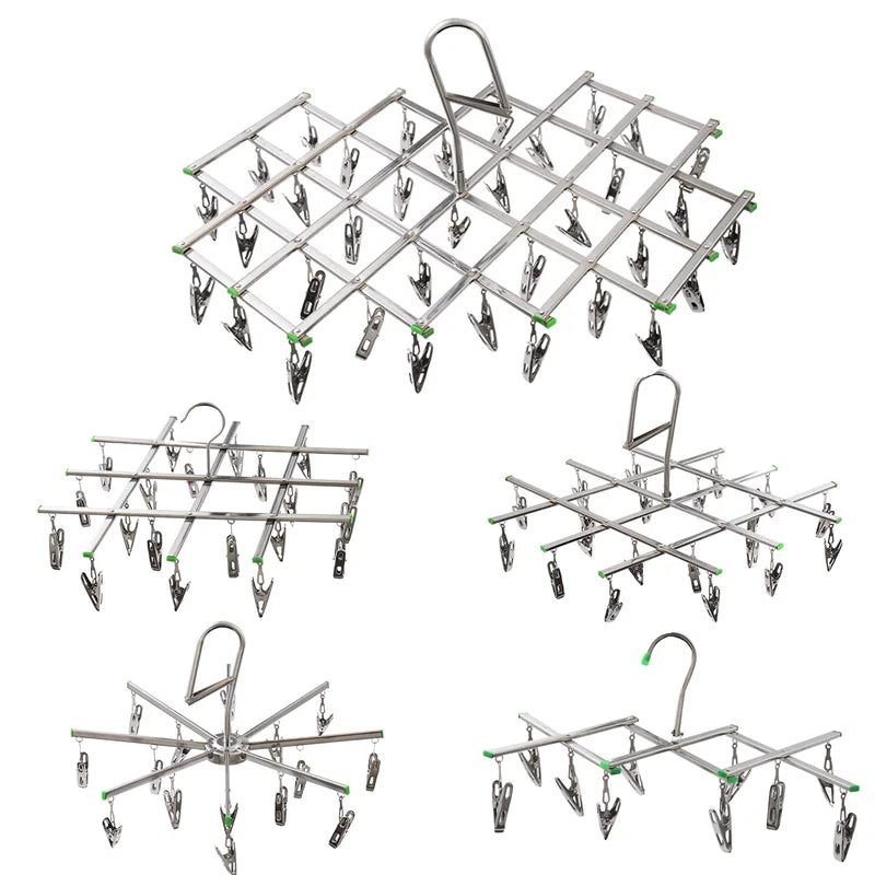 Stainless Steel Foldable Laundry Hanger - Windproof & Rust