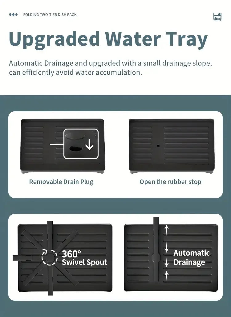 2 Tier Large Dish Drying Rack for Kitchen Counter