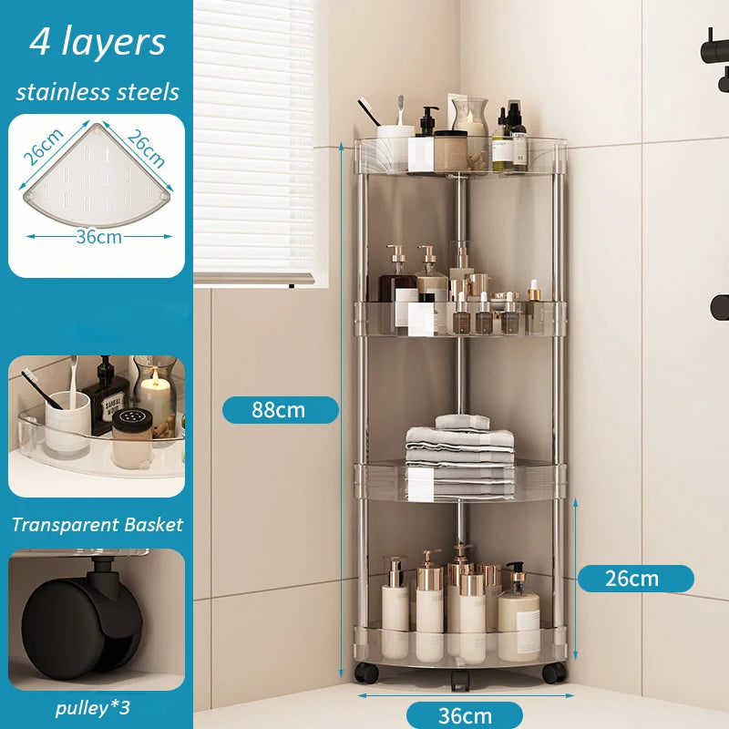 Plastic Bathroom Shelf Trolley Organizer - 5-Tier Storage