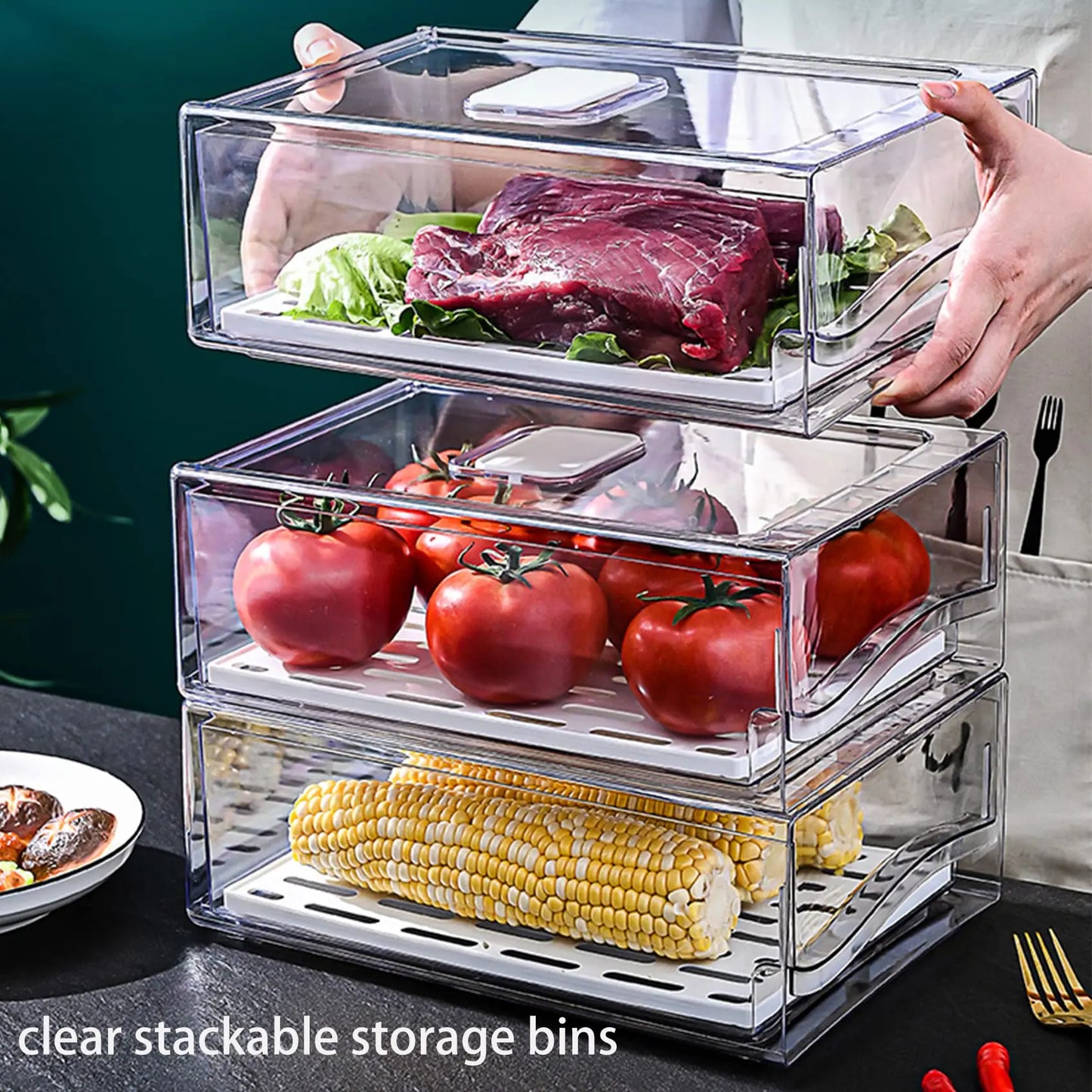 Stackable Fridge Organizer Bins for Efficient Storage